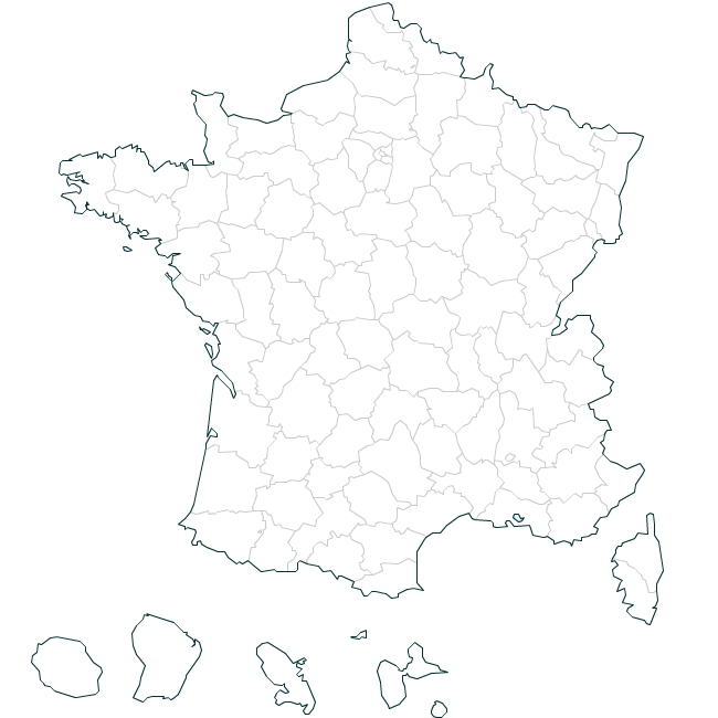 regions · French departments blank map 